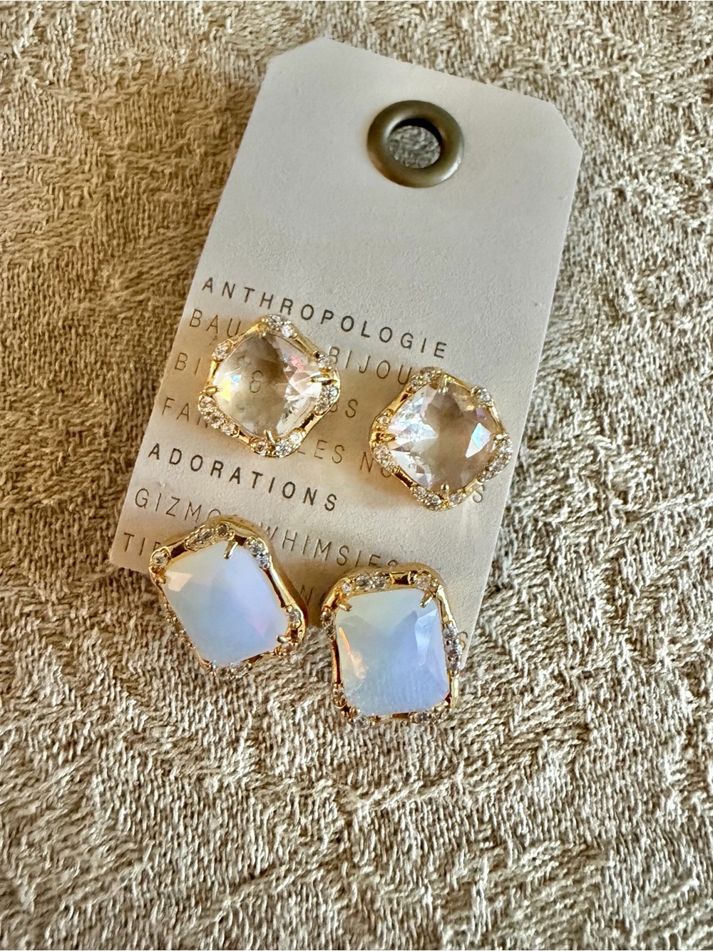 Anthropologie Stone Post Earrings Set of 2